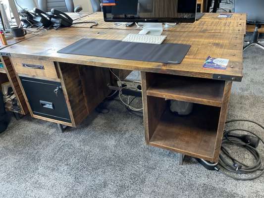 Rustic Wooden Double Pedestal Desk - photo 1