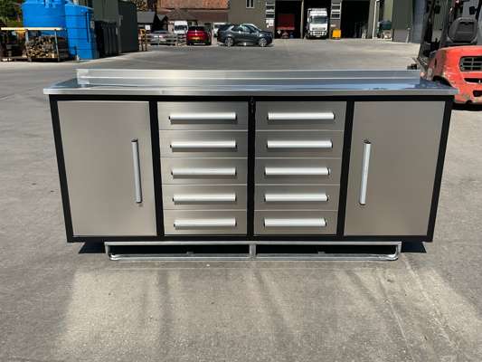 7ft Metal Workbench with 10 Drawers & 2 Cabinets - photo 1