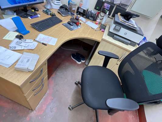 Contents to Small office Inc Desk & Cabinet also Chair Fridge small Filing Cabinet & Wall Cupboard Also Printer - photo 1