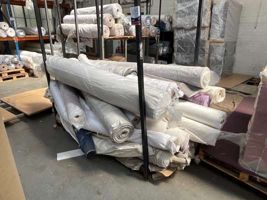 Approx 20 Various Rolls Fabric in Metal Stillage - photo 1