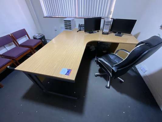 Veneered Workstation, Swivel Armchair, 4 Side Chairs, Sideboard Unit - photo 1