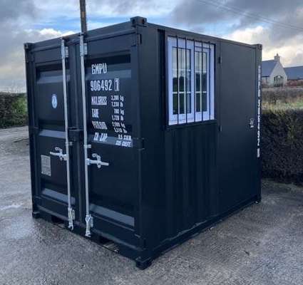 Unused 8ft Black Container with Side Door & Window