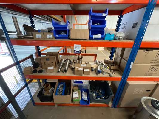 Quantity Various Spares / Parts on Bay of Racking & Crate - photo 1