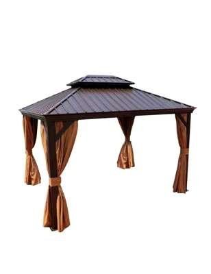Boxed New Huge Summer Aluminium Gazebo with Curtains, High Peak Vent Roof for BBQs etc. - photo 1