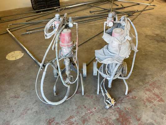 Pair of Airless Paint Spray Units with Spray Guns, Hoses and Regulators