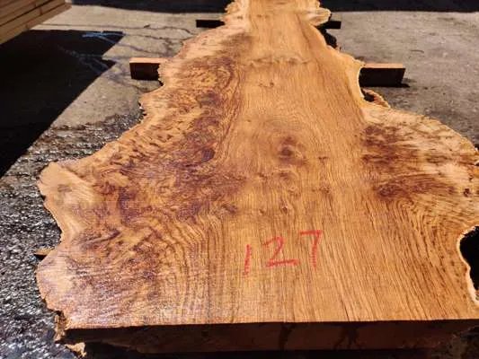 English Oak Burr/Catspaw Live Edge Slab 1500mm Long x 500mm Ave Width x 50mm Thick