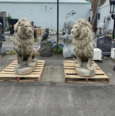 Huge Pair of Cast Sandstone 1.5m High Lions (Palleted) - photo 1
