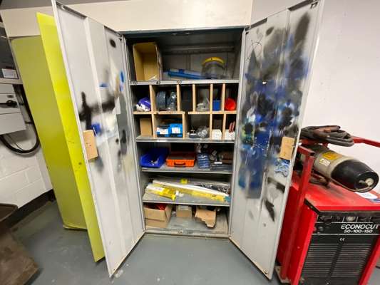 Metal Double Door Cabinet & Contents - photo 1