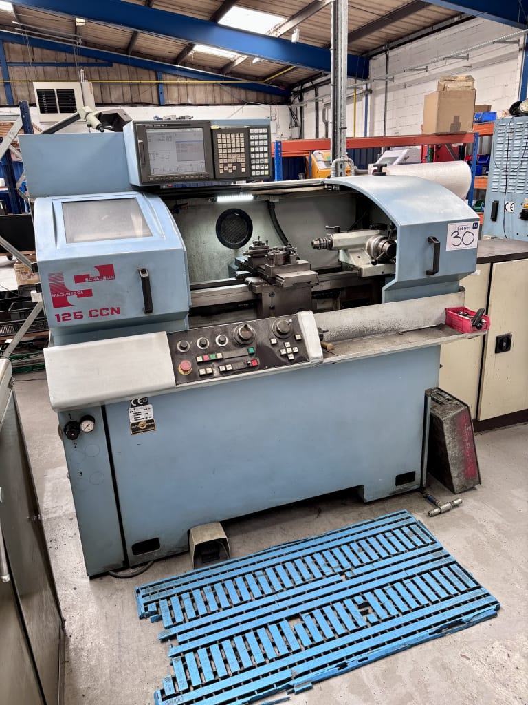 1998 Schaublin 125-CNC Swiss Flat Bed CNC Lathe With GE Fanuc Series 18i-T Control