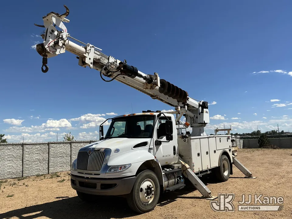 Altec DM47BTR Digger Derrick On 2020 International MV607 Utility Truck (1633375)