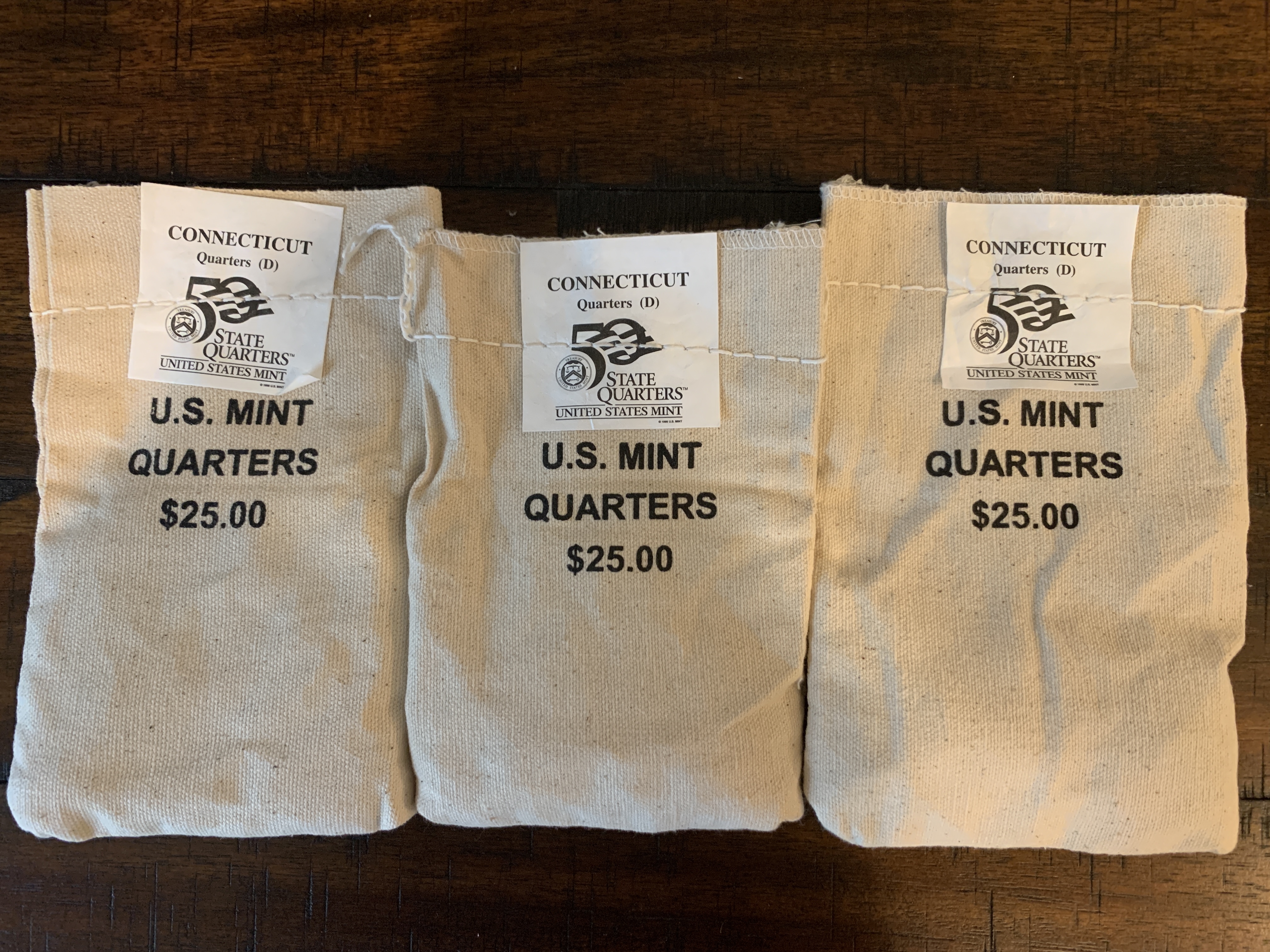 $1,100.00 Coin Inside? THREE Unopened Mint Bags - 1999D Connecticut Qtrs! - photo 1