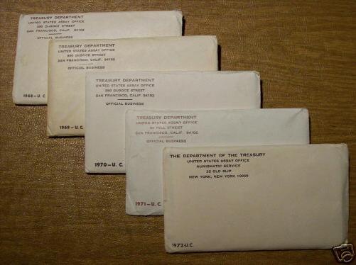 $161,325.00 Potential! Five (5) RARE Unopened Mint Sets! 1968-1972! - photo 1