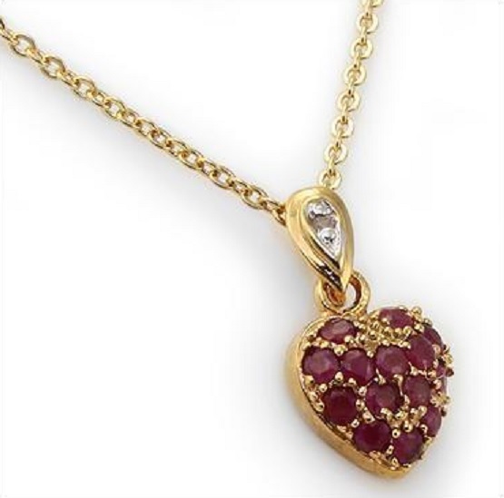 $1,895 Value! 0.71 Ctw Natural Ruby & Diamond 18KGP Designer Pendant Necklace NEW - photo 1