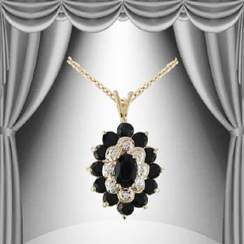$2,175 Value! 2.66 Cts Natural Sapphire & Diamond 18KGP Designer Necklace NEW - photo 1