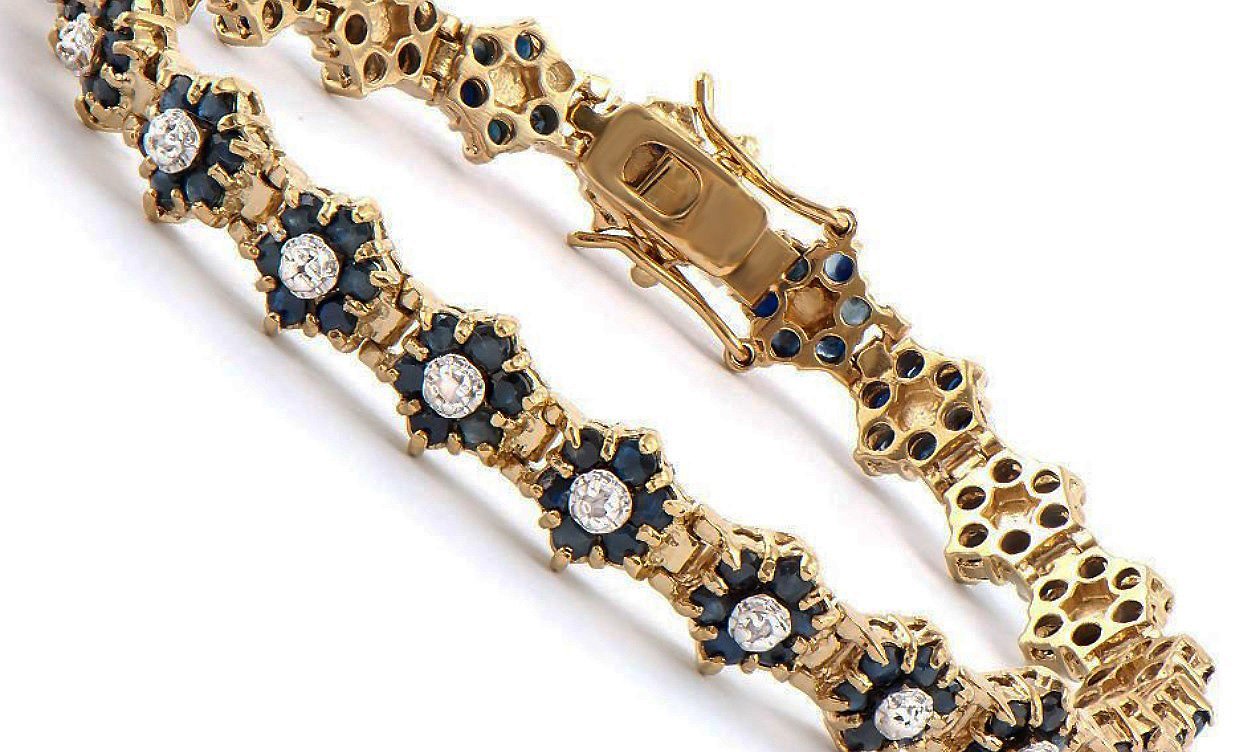 $2,895 Value! 6.71 Cts Natural Sapphire & Diamond 18KGP Designer Bracelet NEW - photo 1