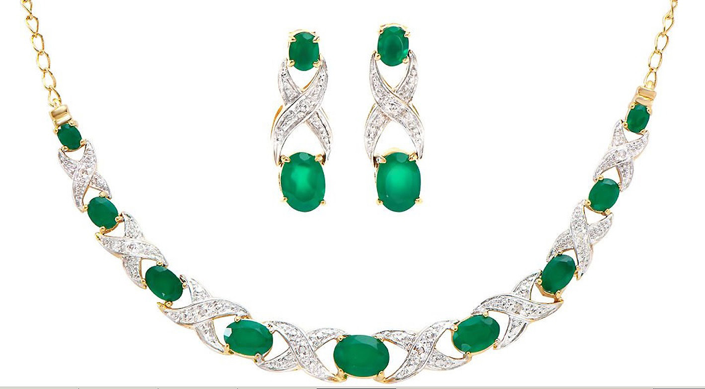 $2,675 Value! 6.18 Ctw Natural Green Agate & Diamond Designer Set NEW - photo 1