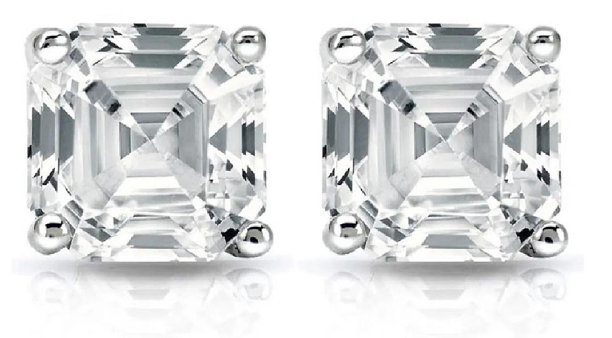 $7,495 Value! 2.04 Cts IGI Certified Lab Asscher Cut Diamonds Designer 14K Earrings E VS2 NEW - photo 1