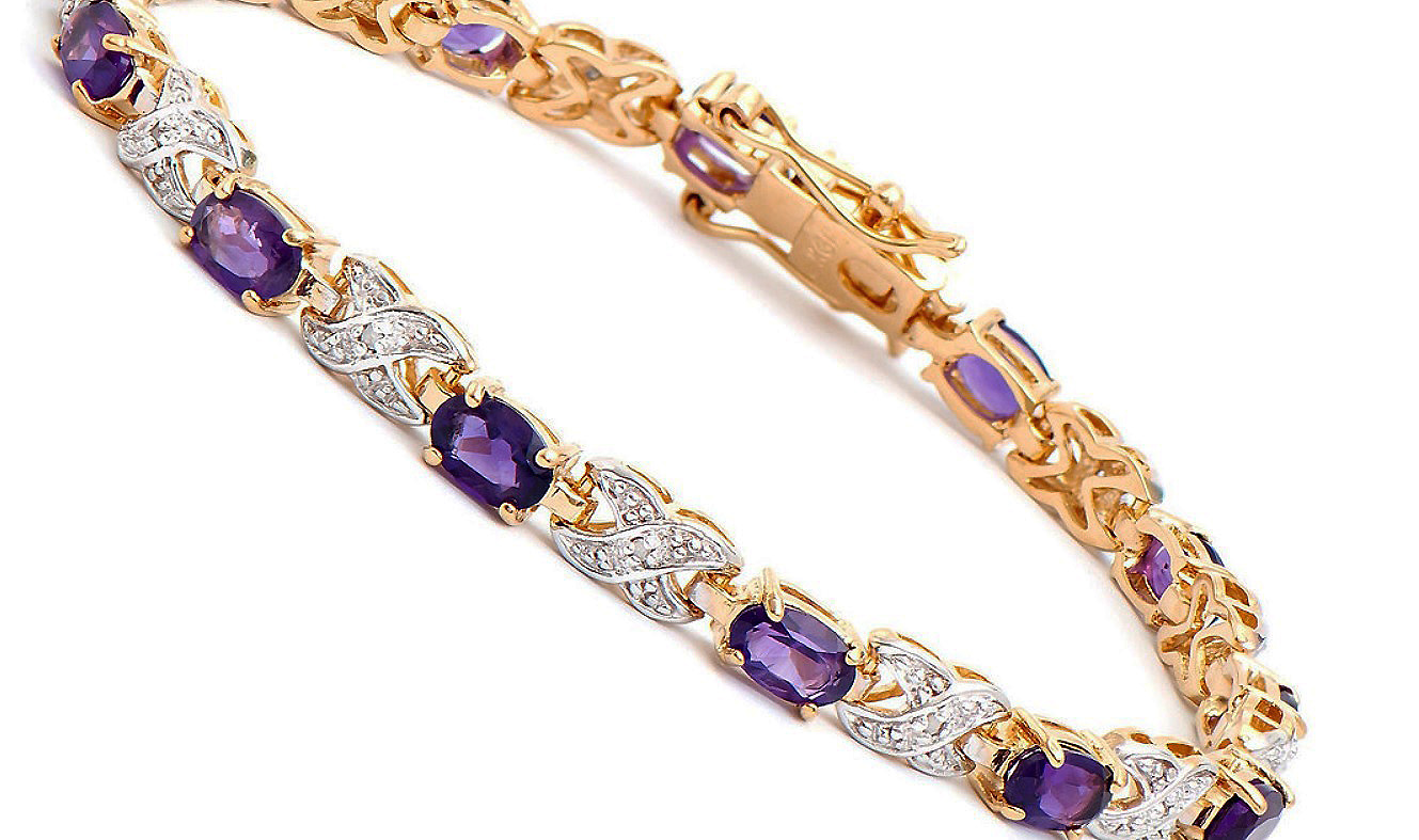 NEW $2,695 Value! 5.31 Cts Natural Amethyst Diamond Designer Bracelet - photo 1