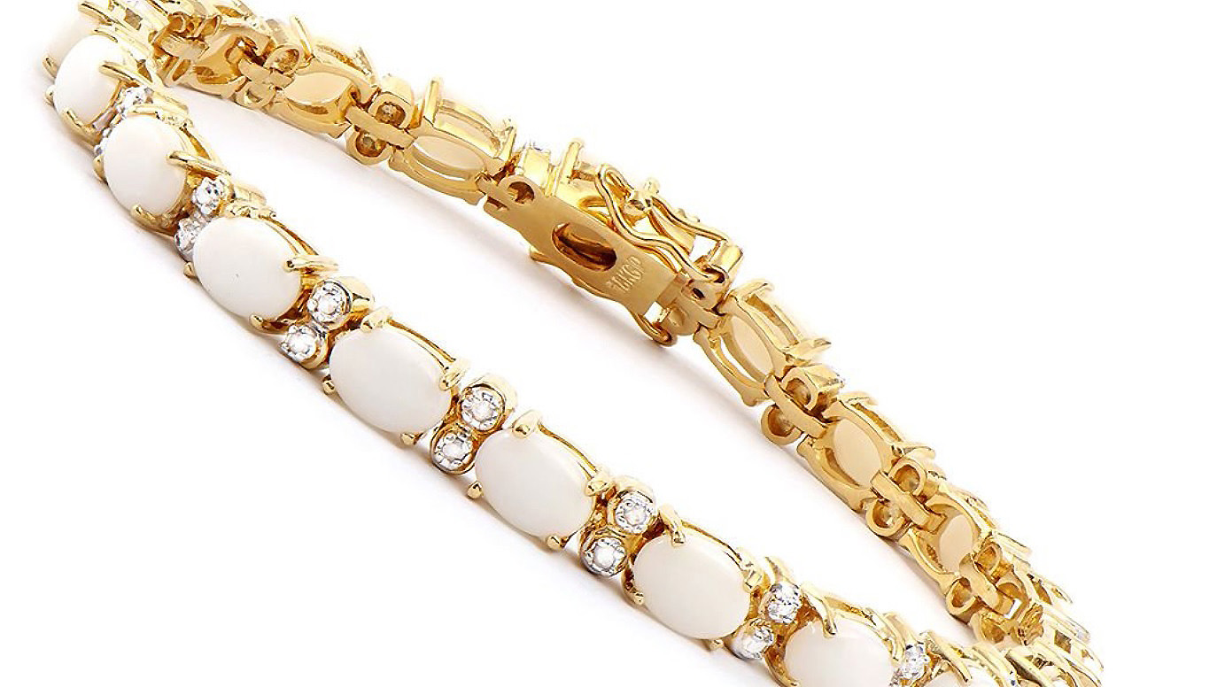 $2,495 Value! 9.15 Cts Natural White Opal Diamond 18KGP Designer Bracelet NEW - photo 1