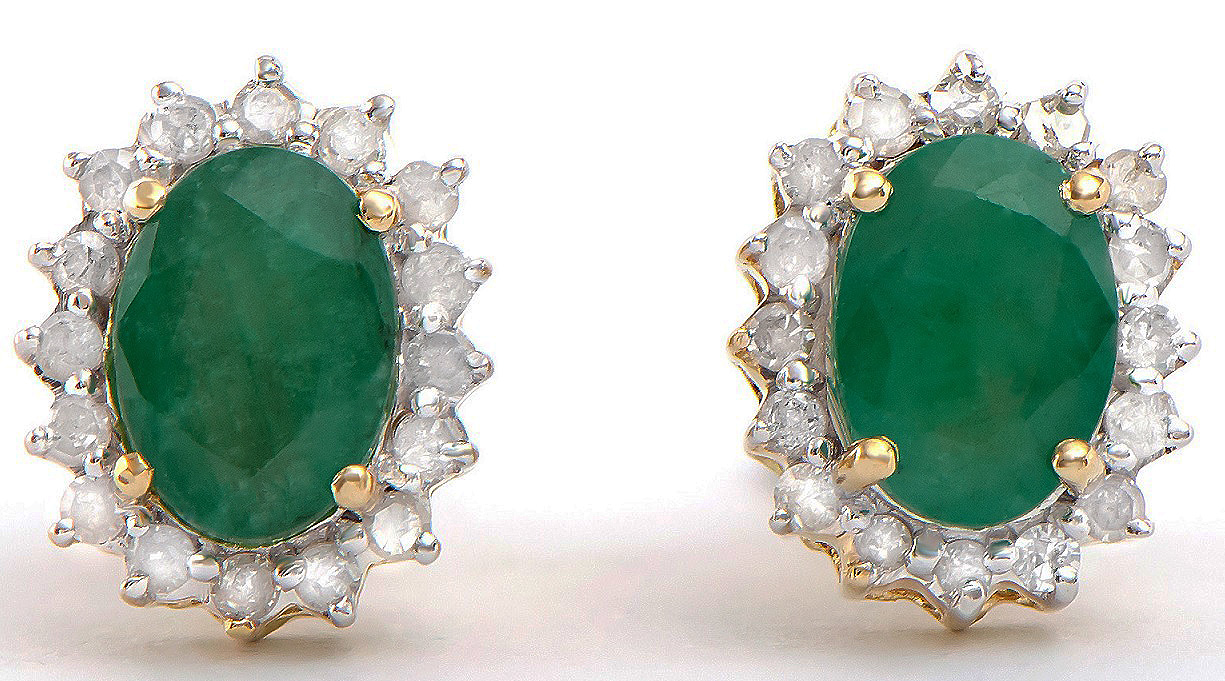 $5,295 Value! 1.76 Cts GLS Certified Natural Diamond Emerald 14K Gold Designer Earrings NEW - photo 1