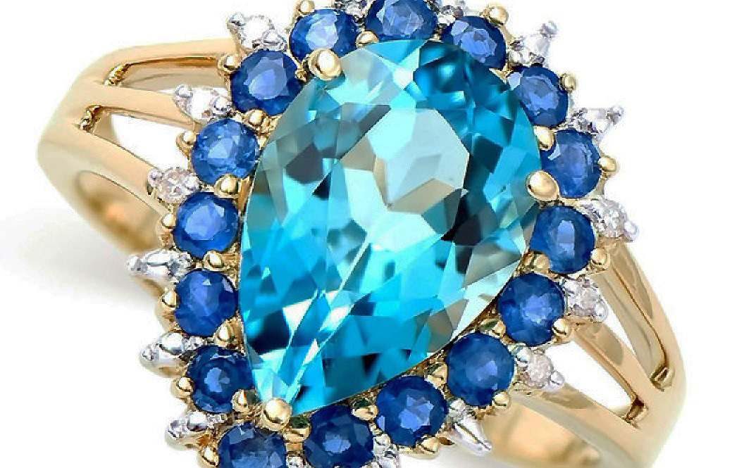 $4,895 Value! 4.27 Ctw GLS Certified Natural Topaz Sapphire & Diamond 14K Gold Ring NEW - photo 1