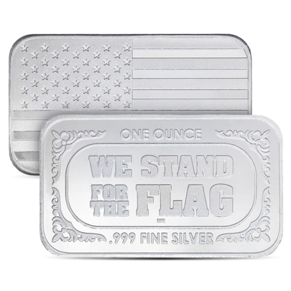 Great Investment! American Flag Silver Bar - 1 Ounce .999 Pure IRA Approved - photo 1