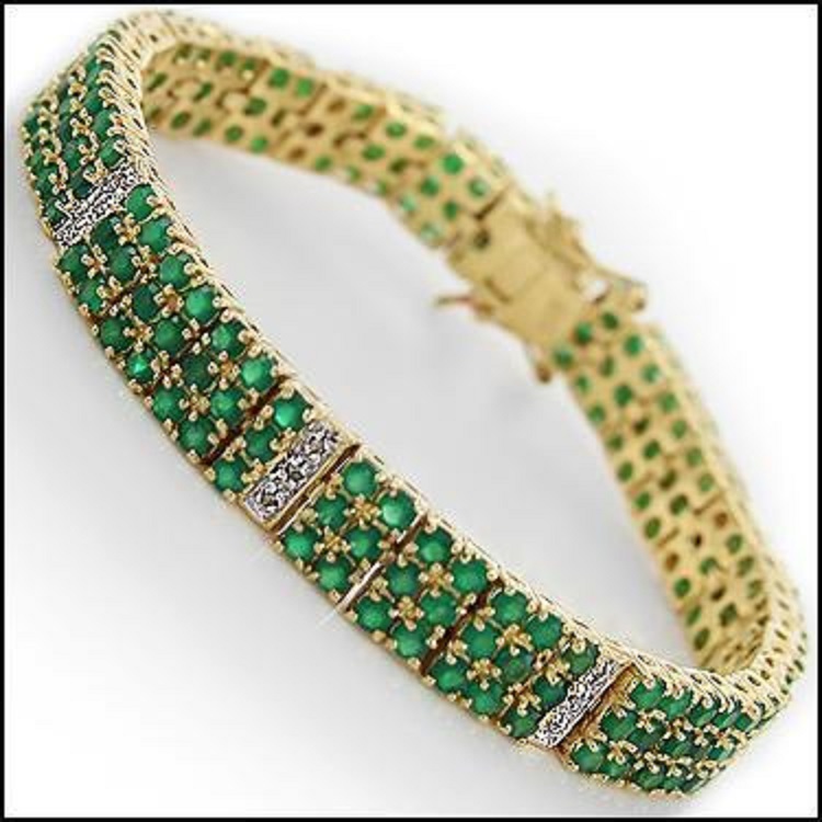 $2,895 Value! 6.38 Cts Natural Green Agate & Diamond 18KGP Designer Bracelet NEW - photo 1