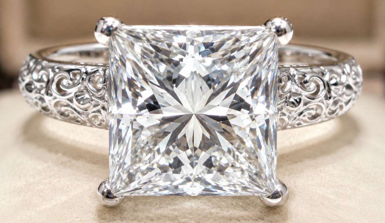 WE SHIP $6,300 IGI & UGL CERTS 4.07ct Lab Grown Diamond Ring G, VVS2 - Princess Cut - New - photo 1