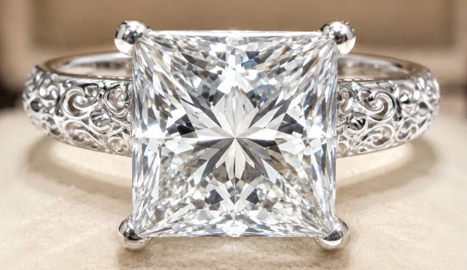 WE SHIP $6,300 IGI & UGL CERTS 4.07ct Lab Grown Diamond Ring G, VVS2 - Princess Cut - New