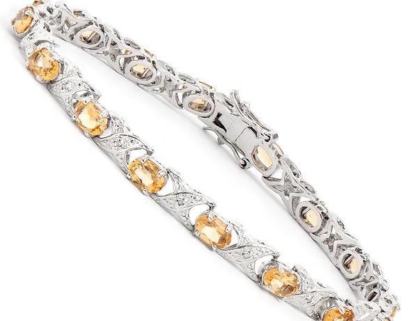 $2,395 Value! 6.54 CTW Natural Citrine & Diamond Rhodium Plated Bracelet NEW - photo 1