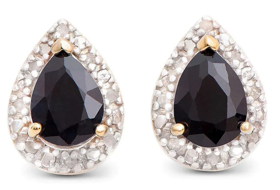 $2,285 Value! 2.87 Cts Natural Diamond & Sapphire 18KGP Designer Earrings NEW