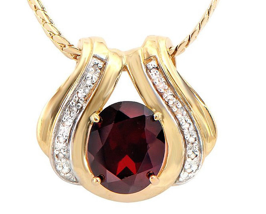NEW $2,275 Value! 6.12 CTW Natural Garnet & Diamond Designer Pendat+Necklace - photo 1