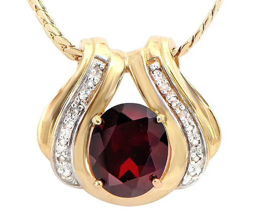 NEW $2,275 Value! 6.12 CTW Natural Garnet & Diamond Designer Pendat+Necklace