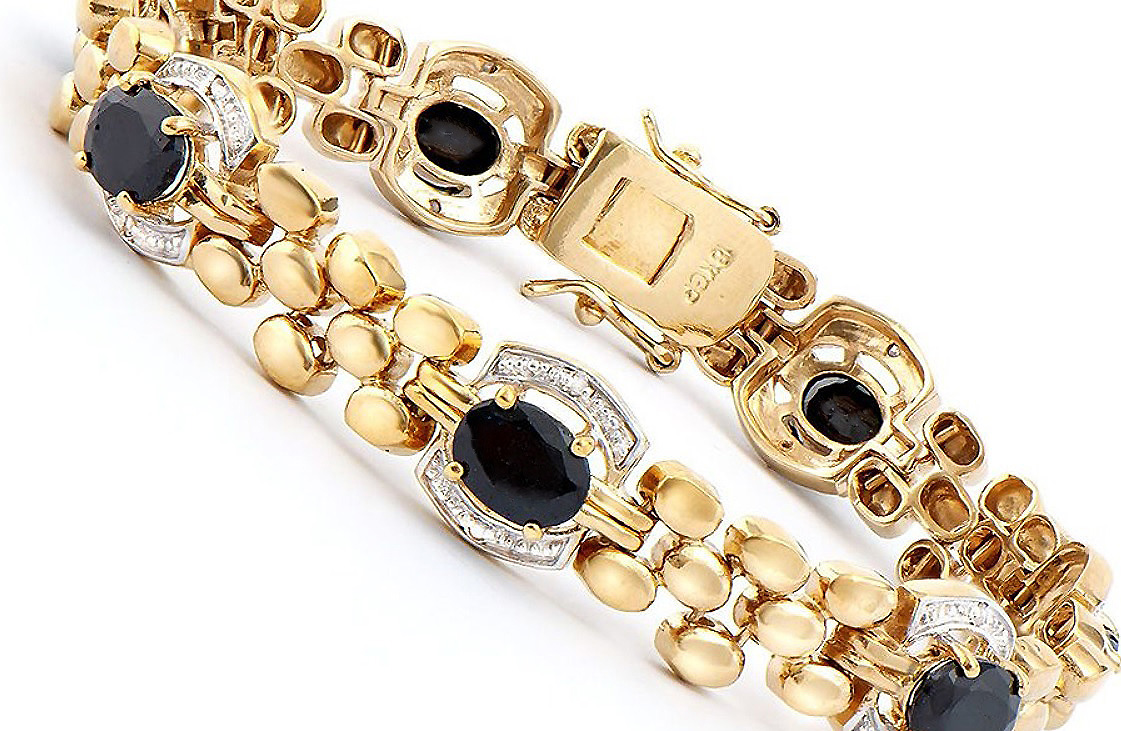 $2,695 Value! 11.10 Ctw Natural Sapphire & Diamond 18KGP Designer Bracelet NEW - photo 1