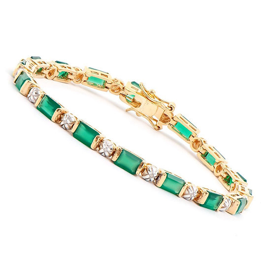 $2,375 Value! 10.10 Cts Natural Green Agate Diamond 18KGP Designer Bracelet NEW - photo 1