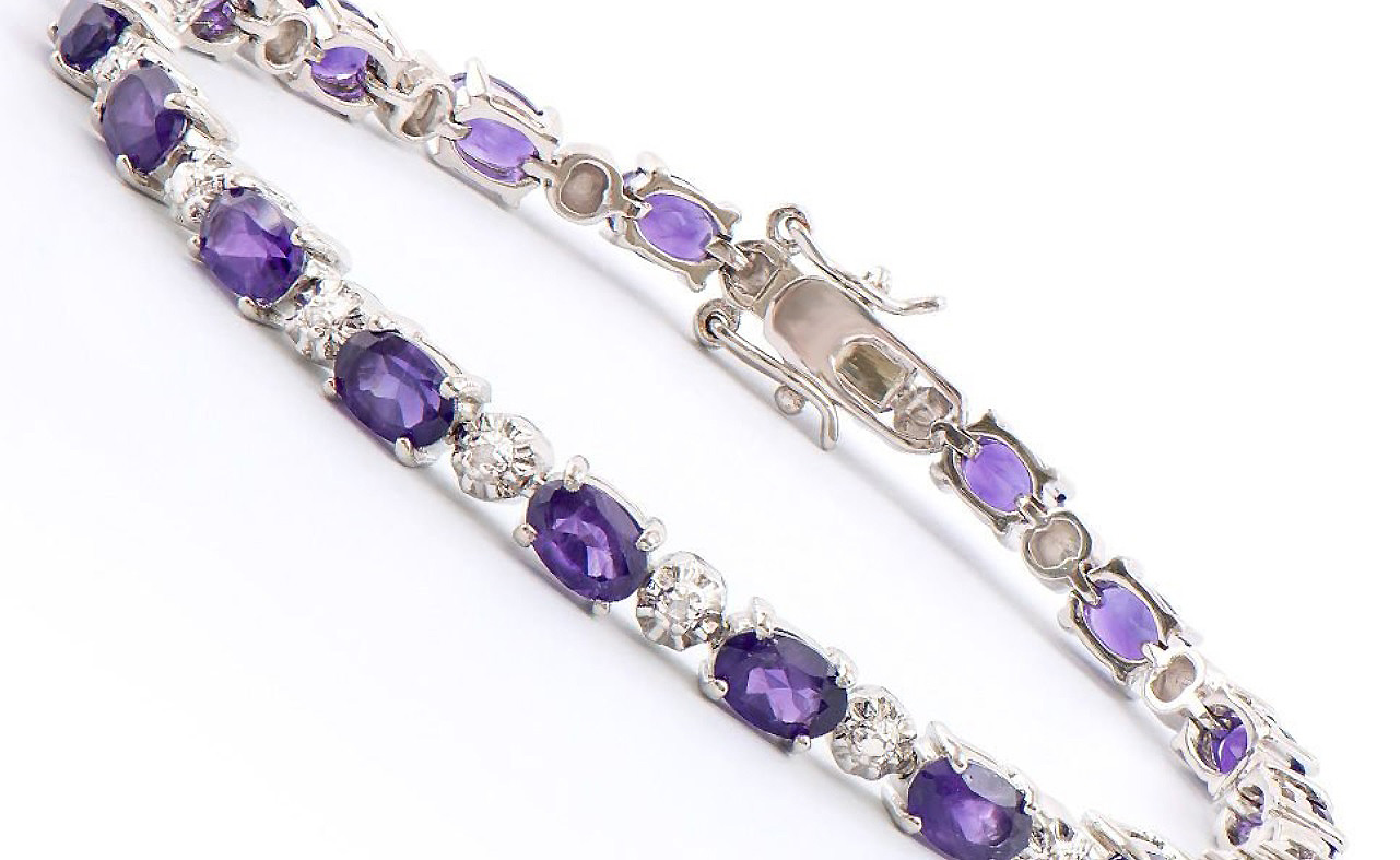$2,395 Value! 7.47 Cts Natural Amethyst & Diamond Designer Bracelet NEW - photo 1