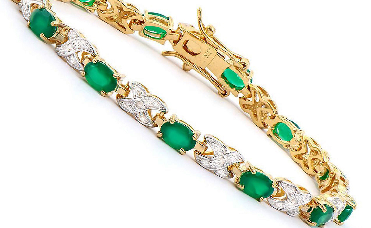 NEW $2,395 Value! 4.60 Cts Natural Green Agate & Diamond Designer Bracelet - photo 1