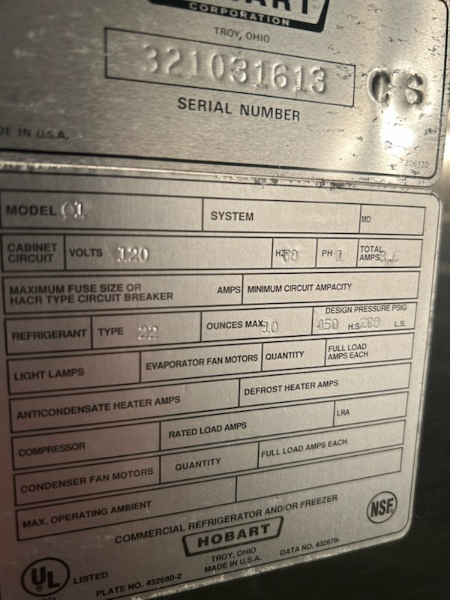 Hobart Refrigerator — photo 1