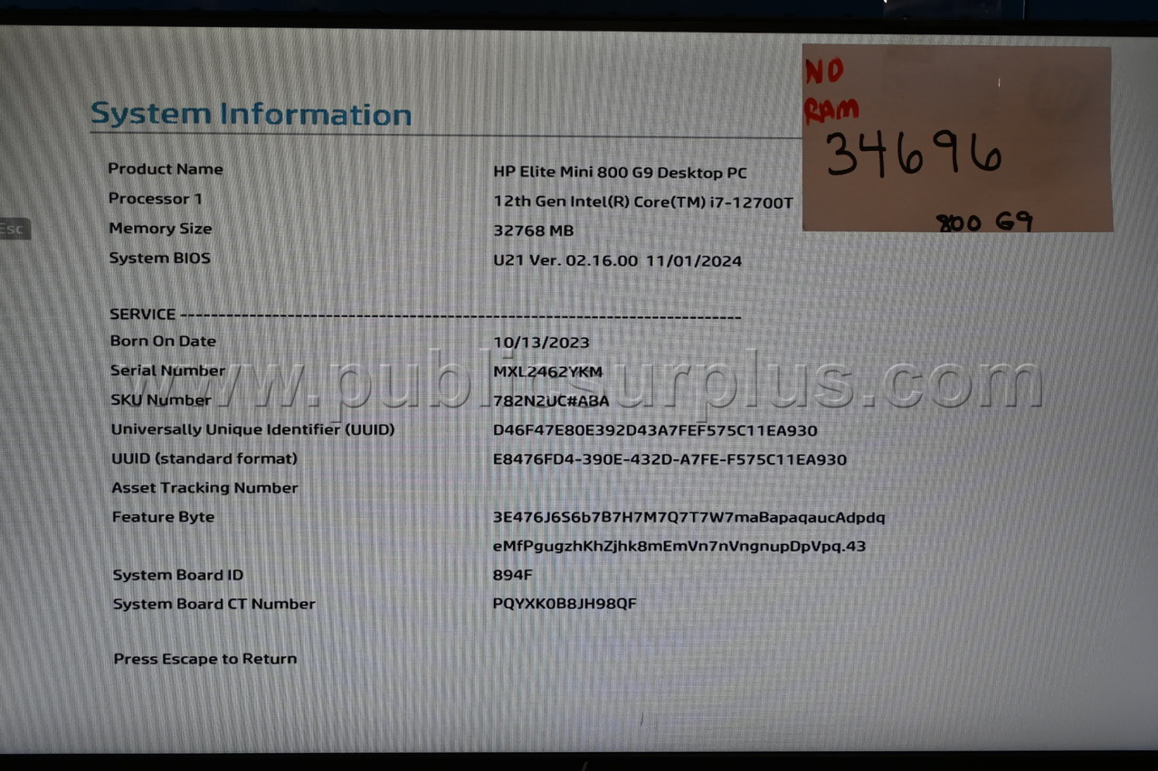 HP EliteDesk 800 G9 Desktop Mini i7-12700T *NO RAM* - Free Shipping! - photo 5