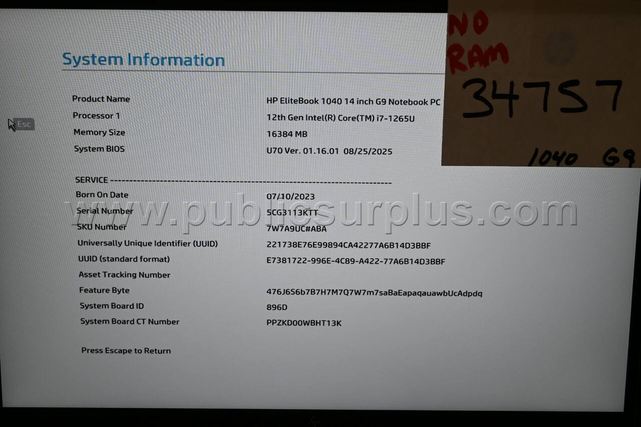 HP EliteBook 1040 G9 14 inch Laptop i7-1265U *NO RAM* - Free Shipping! - photo 5