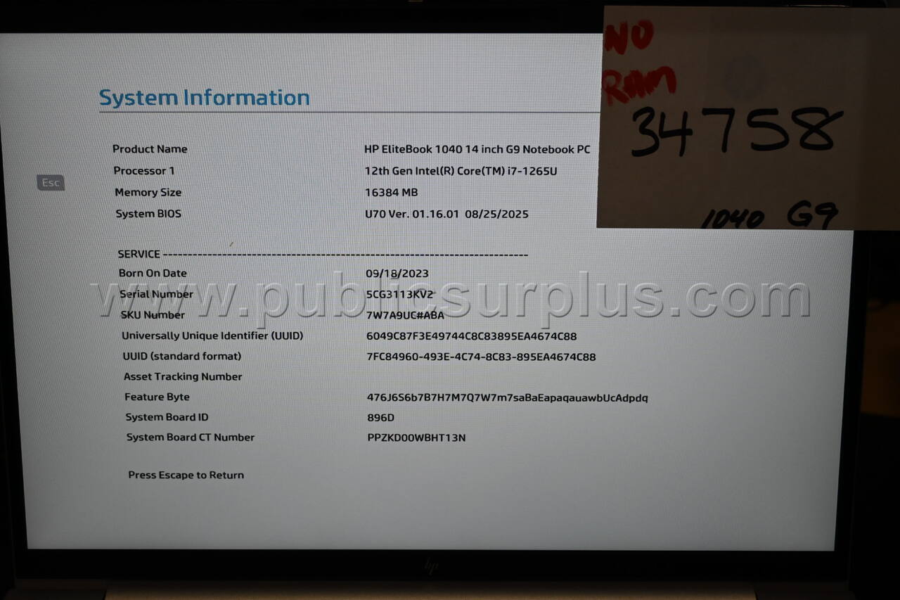 HP EliteBook 1040 G9 14 inch Laptop i7-1265U *NO RAM* - Free Shipping! - photo 5