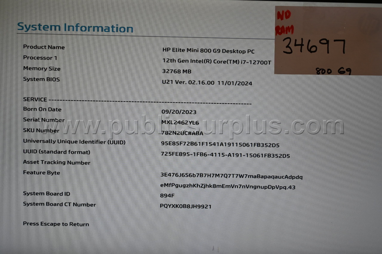 HP EliteDesk 800 G9 Desktop Mini i7-12700T *NO RAM* - Free Shipping! - photo 5