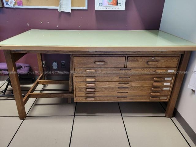 Vintage Map Drawer Table - photo 1
