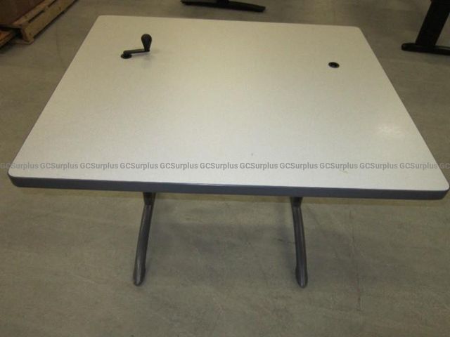 Crank Height Adjustable Desk and Round Table