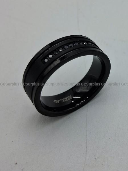 Men's Black Diamond Double Groove Ring - photo 1