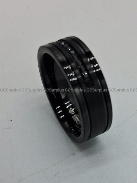 Men's Black Diamond Double Groove Ring