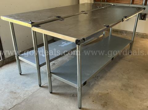Two (2) Work Tables with Shelf