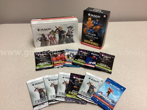 Magic the Gathering Super Heroes Commander Deck ,Final Fantasy play Boosters ,12 Play boosters assorted cards