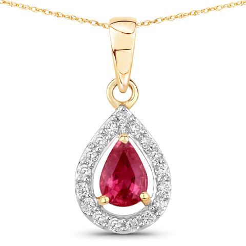 14K Yellow Gold Ladies Designer Natural Ruby & Natural Diamond Pendant Appraised at $2650.00