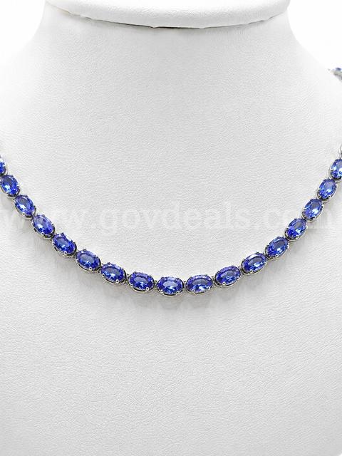 10 CT Ladies Tanzanite Necklace Solid Sterling Silver   App $3750